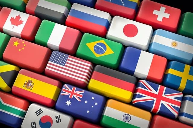 - פרסום ישראל Colorful blocks showing flags from many countries arranged in a grid.