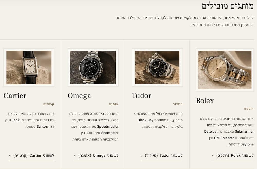 - פרסום ישראל מותגים באתר luxury watches israel